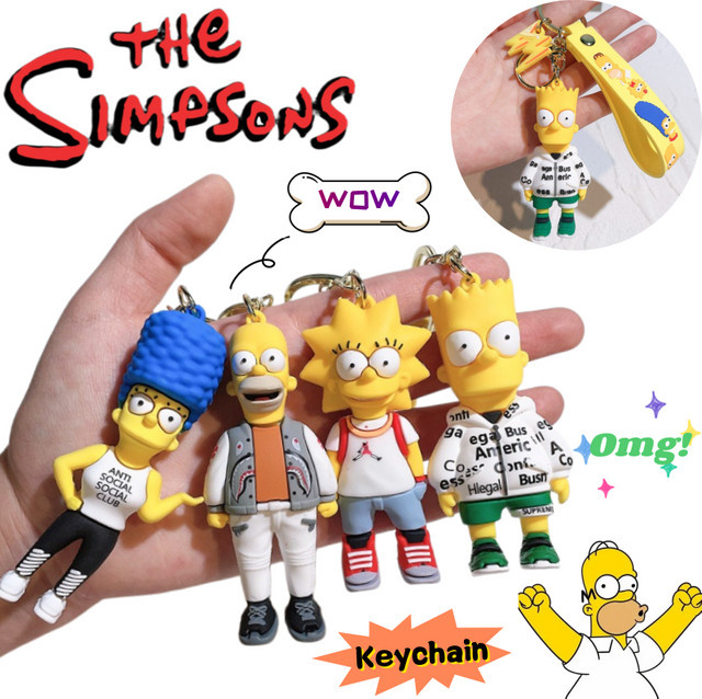 The Simpsons Homer Marge Bart Lisa Schlüsselanhänger, Silikon-Puppe - Bild 1