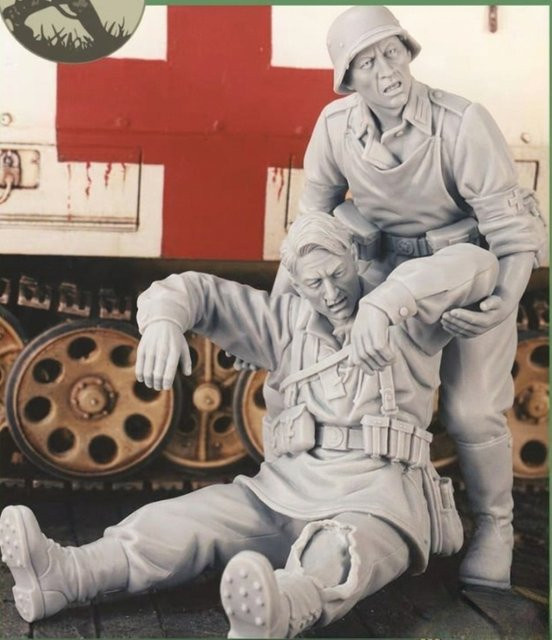 BAANFU Sanitäter, Krankenwagen, Kamerad, 2-teiliges Set, Harz, Maßstab 1:35 - Bild 1