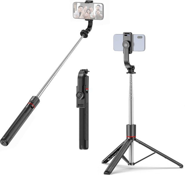 CosyHome Tragbares Selfie-Stick-Stativ ausziehbar für Videoaufnahmen und Live-Streaming, Schwarz, Höhe: 171,7 cm - Bild 1