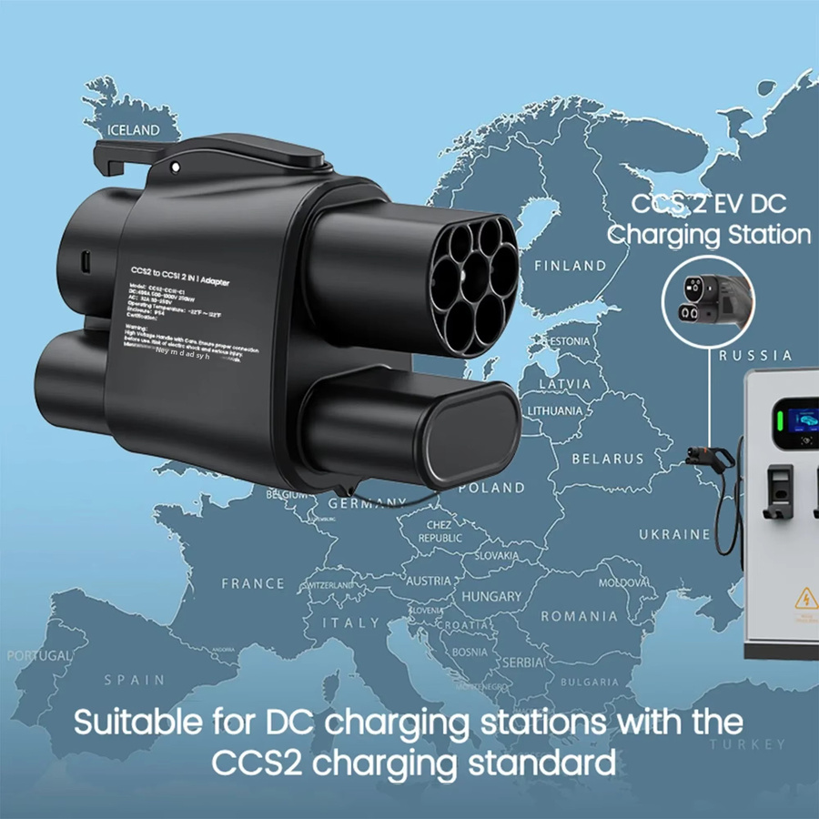 FITMPH 2-in-1 CCS2 zu CCS1 EV-Ladegerät-Konverter DC-Schnellladungsadapter für Elektrofahrzeuge in Schwarz (bis 250kW) - Bild 2