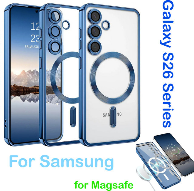 MagSafe Magnethülle mit Luxus-Beschichtung für Samsung Galaxy S26 Pro S25 Edge S24 FE S23 S21 Plus A57/37/27/17/07 Ultra in Blau - Bild 1