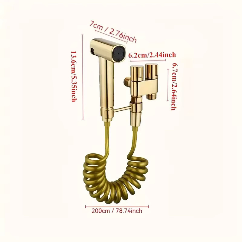 YANKE Premium-Toilettenspritzpistole in Gold zur Wandmontage mit 2 m Schlauch und Doppelspray-Funktion - Bild 2