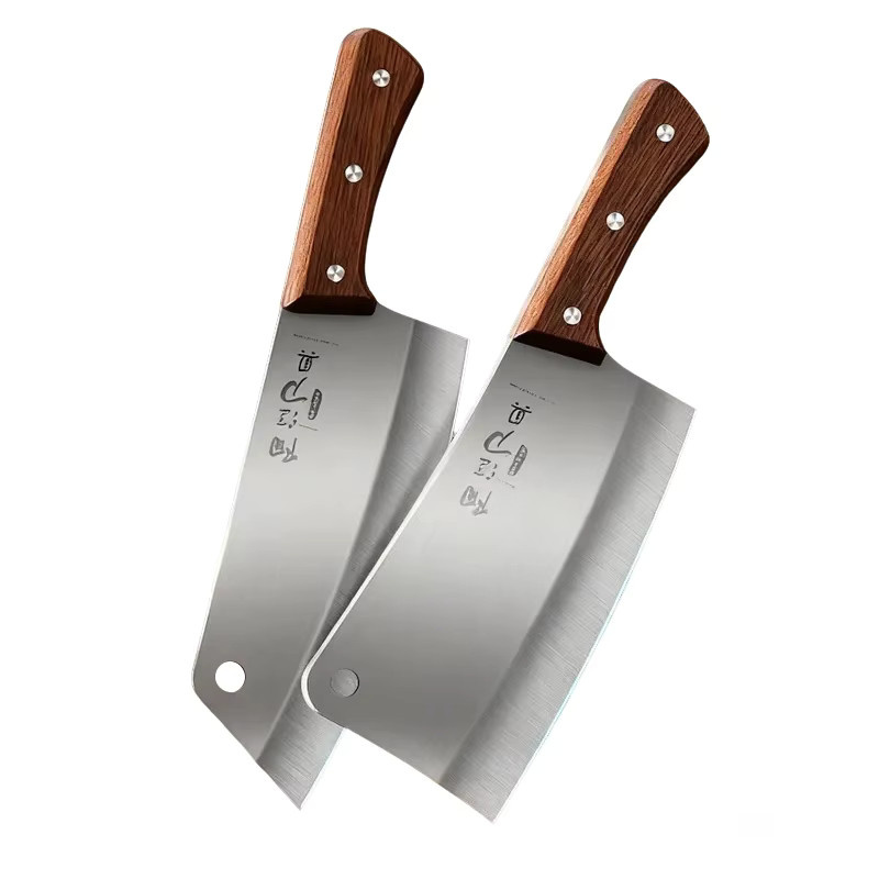 XIAOTIANLAI Chinesisches Kochmesser aus Edelstahl in Silber mit Holzgriff zum Schneiden von Fleisch und Zerteilen von Knochen - Bild 6
