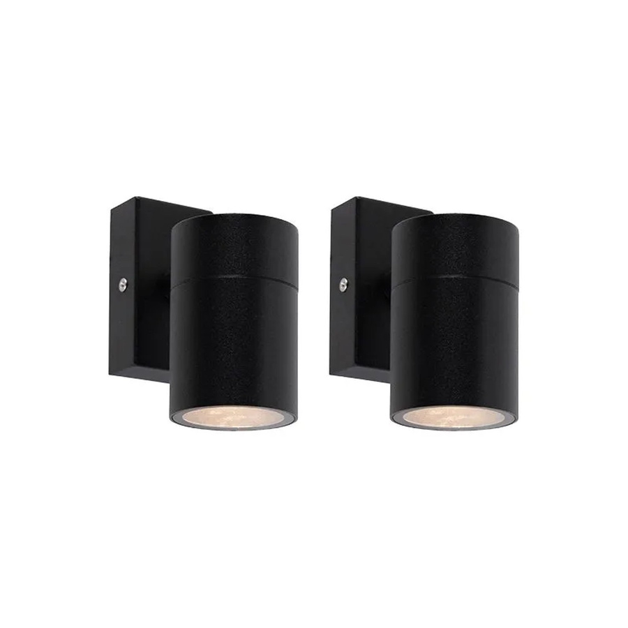 QAZQA 2er Set Außenwandleuchte Schwarz aus Edelstahl mit GU10 Fassung, dimmbar, IP44, modernes Design für Außenbereich und Badezimmer - Bild 2