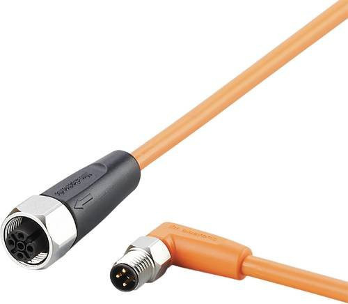 ifm electronic Verbindungsleitung EVT469, Stecker gewinkelt und Buchse gerade, orange, Polzahl 4 oder 5, Länge: 0,3 m - Bild 1