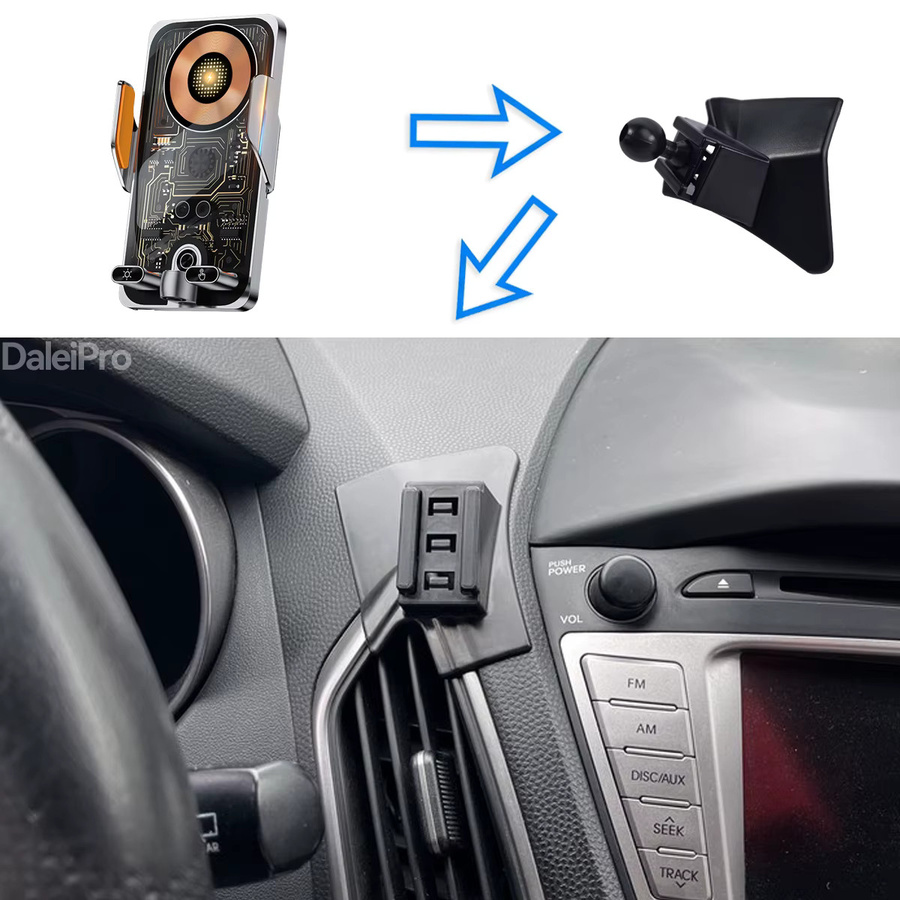 DaleiPro Magnetische Auto-Handyhalterung mit kabellosem Magsafe-Ladegerät und automatischer Klemmung für Hyundai IX35 (2010-2015), Schwarz - Bild 2