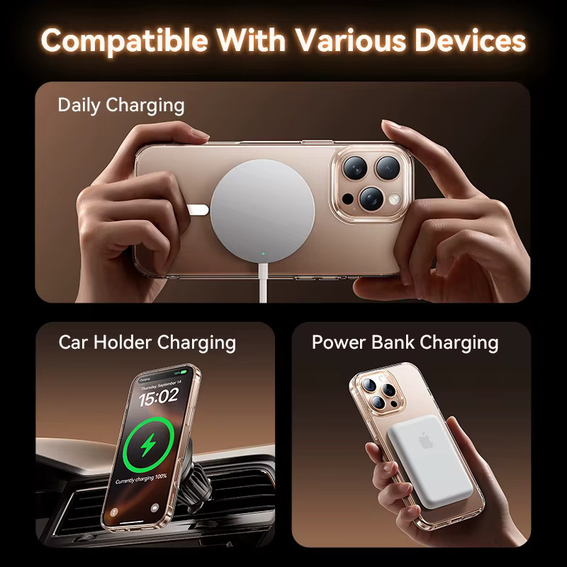 Joyroom Magnetische Hülle für iPhone 17 Pro Max und iPhone 16 Pro, Mattierte Stoßfeste Schutzhülle mit kabellosem Laden, Transparent - Bild 3