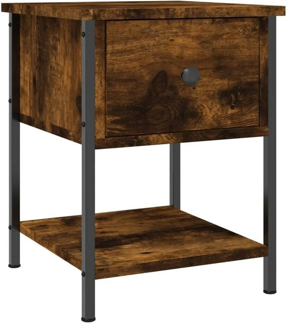 vidaXL Nachttisch Räuchereiche in Braun aus Holzwerkstoff und Eisen, B/T/H: 35,5 x 35,5 x 45 cm - Bild 1