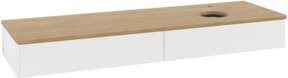 V&B Waschtischunterschrank Antao mit integrierter LED-Beleuchtung, Wandmontage, Eiche Honig und Weiß lackiert, B: 160 cm, T: 50 cm - Bild 1