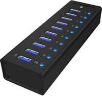 ICY BOX USB 3.2 Gen 1 Hub IB-AC6110 mit 10 Ports und USB Ladeport, Schwarz - Bild 1
