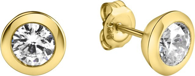 Celesta Ohrringe 925 Silber, vergoldet, Zirkonia, Damen, 6mm - Bild 1