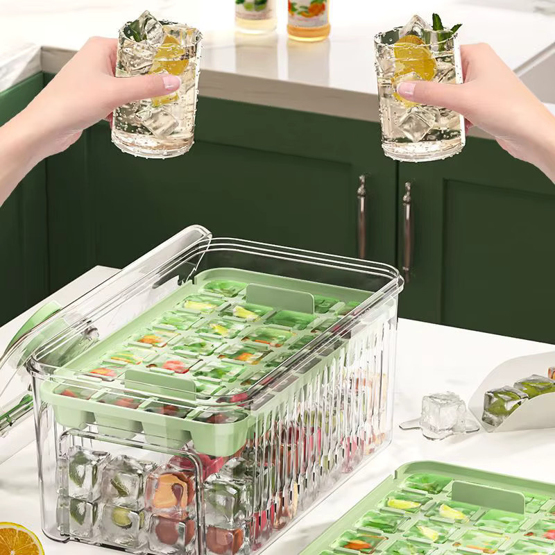 Eiswürfelbereiter mit Aufbewahrungsbox in Grün aus Kunststoff für schnelles Gefrieren - Bild 4