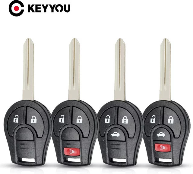 KEYYOU Auto Schlüssel Gehäuse Shell Fall für Nissan Sylphy Cube Juke Rogue Micra Qashqai Altima Maxima Sentra Versa, Schwarz, 2/3/4 Tasten - Bild 1