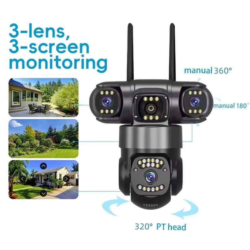 Abay WLAN IP-Kamera für Außenbereich mit 12MP, Drei Objektiven, KI-Tracking, PTZ und 10-fach Zoom in Schwarz - Bild 2
