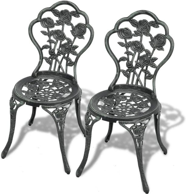 vidaXL Bistro-Stühle Set aus Aluminiumguss in Grün für Garten und Terrasse - Bild 1