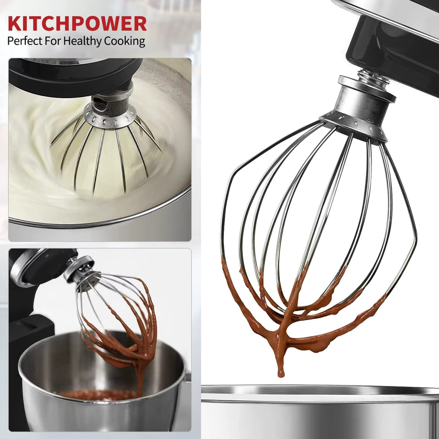 KitchenAid K45WW Drahtpeitschenaufsatz aus Edelstahl in Silber für Standmixer mit kippbarem Kopf, runder Schneebesen - Bild 3