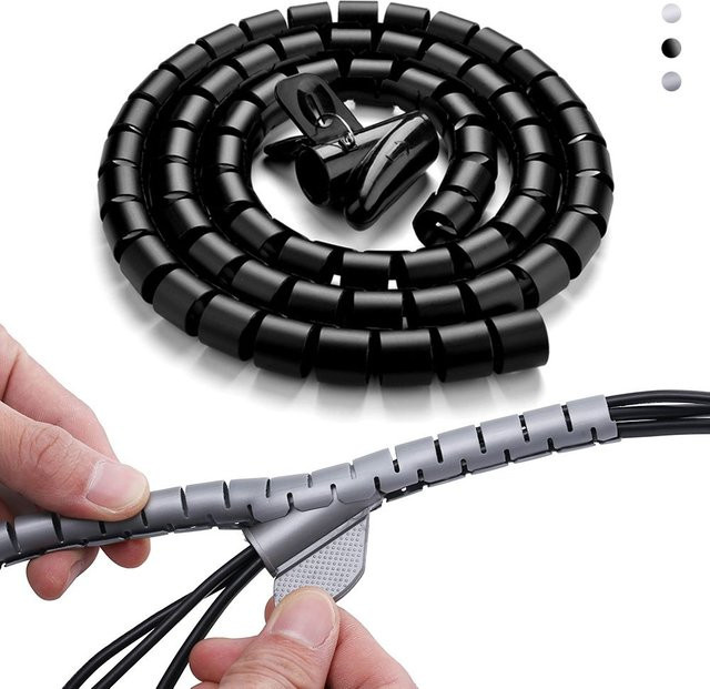 Flexibler Kabel-Organizer als spiralförmiger Kabelschutz in Weiß - Bild 1