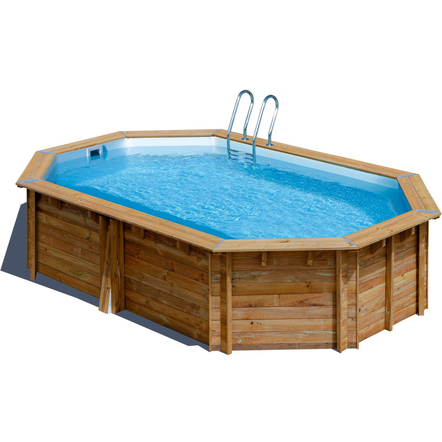 Gre Echtholzpool Canelle 2 Oval in Braun und Blau, B/T/H: 535 x 335 x 117 cm - Bild 2