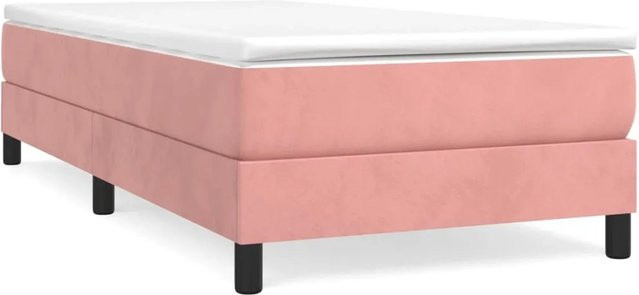 vidaXL Boxspringbett aus Samt in Rosa, B/T/H: 90 x 190 x 25 cm - Bild 1