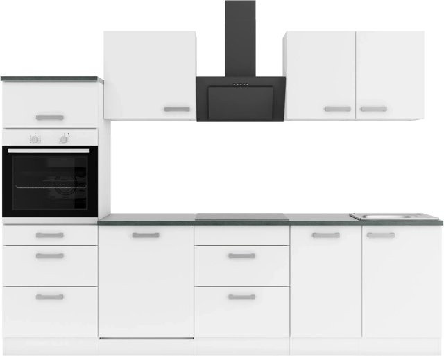 OPTIFIT Oslo214 Küchenzeile in Weiß mit modernem Design und integrierten Schubladen, Breite: 270 cm - Bild 1