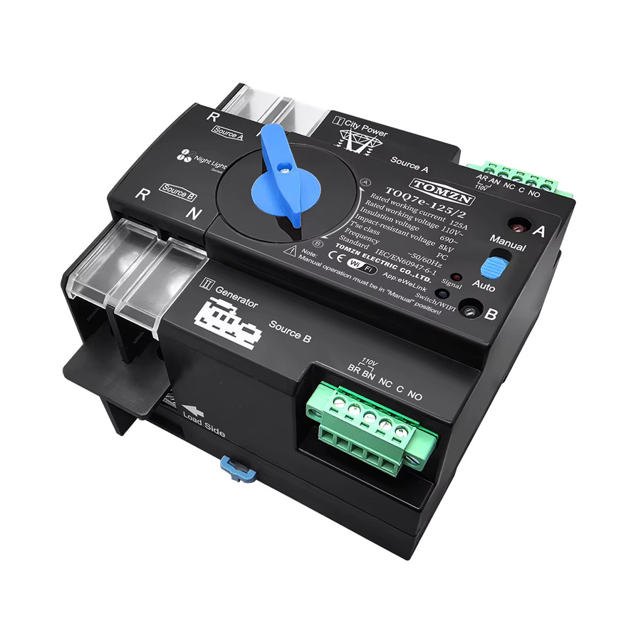 TOMZN WLAN Smart ATS Dual-Power Automatischer Transferschalter EWeLink 2P Schwarz - Bild 3