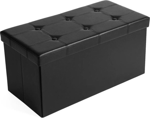 Songmics Sitztruhe mit Stauraum in Schwarz, B/T/H: 76 x 38 x 38 cm