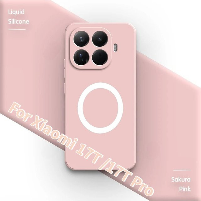 Magnetische Flüssigsilikon Schutzhülle für Xiaomi 14 15 17T Pro Ultra Slim mit Innenfleece in Grün und Pink - Bild 1
