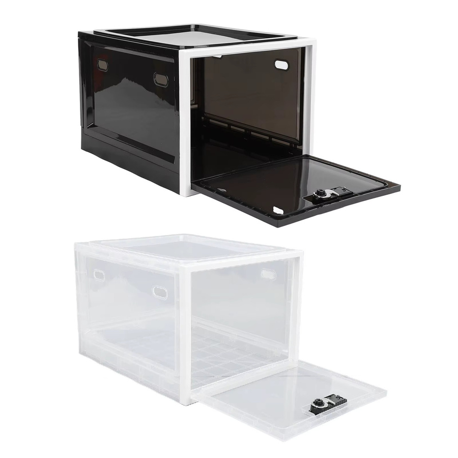 Qiilu Abschließbarer Kühlschrank-Aufbewahrungsschrank aus Kunststoff, weiß und transparent, multifunktionaler Schrank für Lebensmittel und Medizinbox - Bild 2