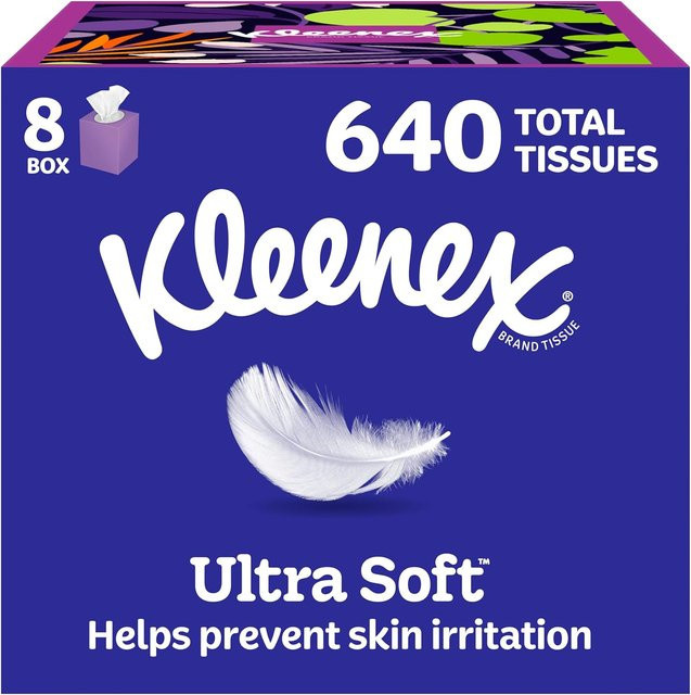 Kleenex Ultraweiche Gesichts-Taschentücher, 8 Boxen à 80 Stück, 3-lagig, Unisex - Bild 1