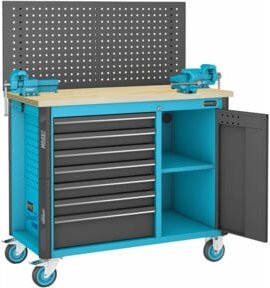 Hazet Fahrbare Werkbank 179NW-7/230 in Grau und Blau mit 230 Werkzeugplätzen und Schubladen, B/T/H: 52,2 x 39,8 x 76 cm - Bild 1