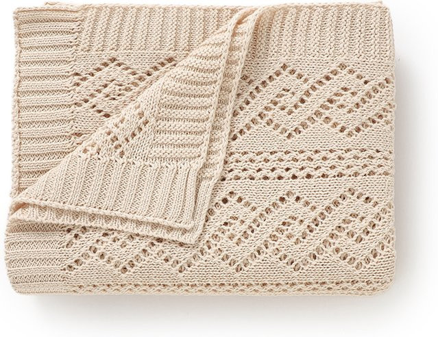 Mimixiong Babydecke aus Baumwollstrick in Beige, B/T: 90 x 70 cm - Bild 1