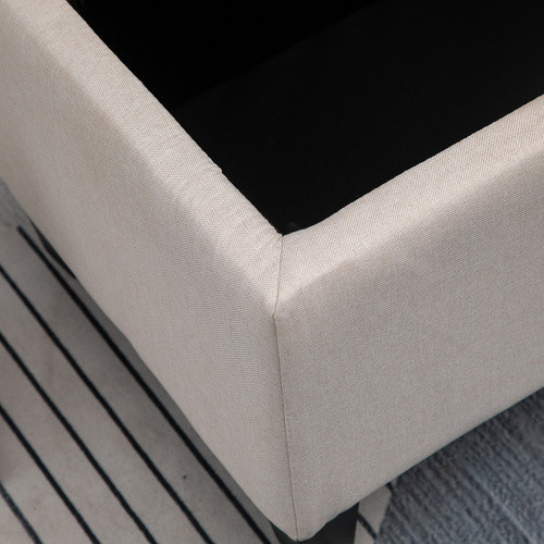 HOMCOM Sitzbank mit Stauraum aus Gummiholz und Polyester in Cremeweiß, B/T/H: 100 x 40 x 44 cm - Bild 4