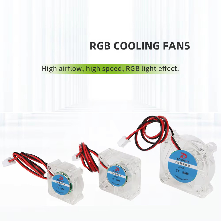 Voron Mini Lüfter mit RGB LED und hydraulischem Lager für 3D Drucker, DC 12 V 24 V, Multicolour/Transparent - Bild 2