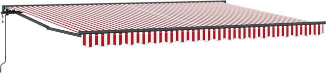 vidaXL Elektrische Ausziehbare Markise mit Semi-Cassette in Rot und Weiß, B: 4 m, T: 3,5 m - Bild 1