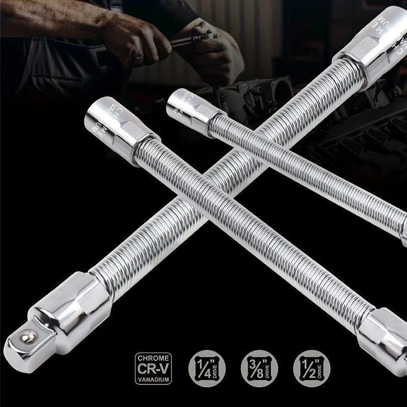 MANXI Flexibles Steckschlüssel-Verlängerungsset in Silber mit 1/4", 3/8" und 1/2" Antrieb für Autoreparaturen - Bild 3
