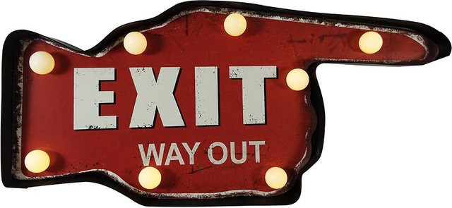 EXIT LED Wandleuchte im Vintage Wegweiser Design für Party, Bar und Restaurant - Bild 1