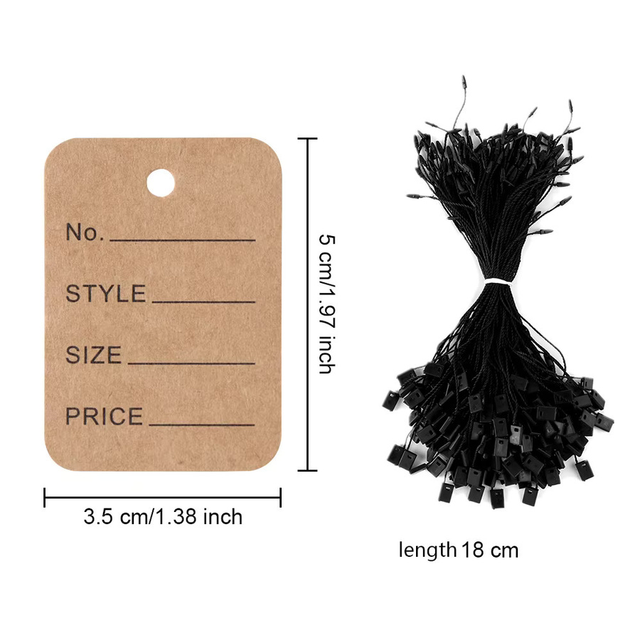 Kleidung Etiketten aus Papier und Kunststoff mit Schnalle und String in Schwarz und Weiß - Bild 2