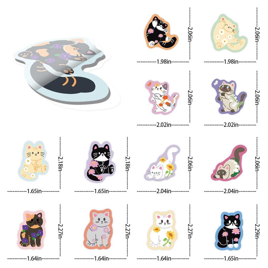 50 Stück Cartoon Katze Aufkleber Set in Multicolour für Laptop, Gepäck und DIY-Projekte - Bild 4