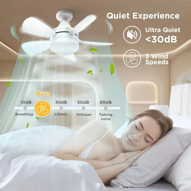 JOYINLED LED-Deckenventilatorleuchte in Weiß, dimmbar mit Fernbedienung, E27 Fassung, moderne runde Hängelampe für Wohnzimmer und Arbeitszimmer - Bild 1