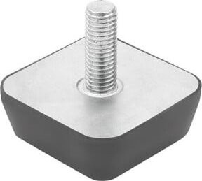 KIPP Gummipuffer Viereckig Schwarz aus Stahl verzinkt B/T/H: 80 x 80 x 30 mm mit M12x37 Gewinde und Ø 80mm - Bild 1