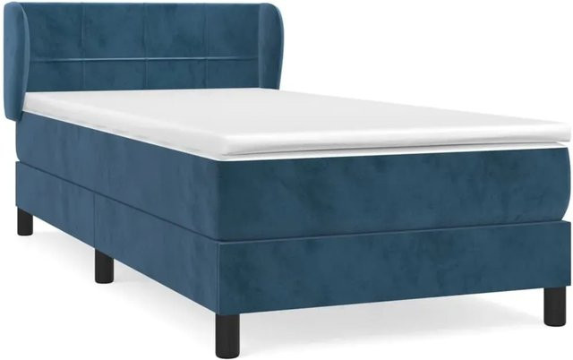 vidaXL Boxspringbett mit Matratze Dunkelblau Samt B/T/H: 90 x 190 cm - Bild 1