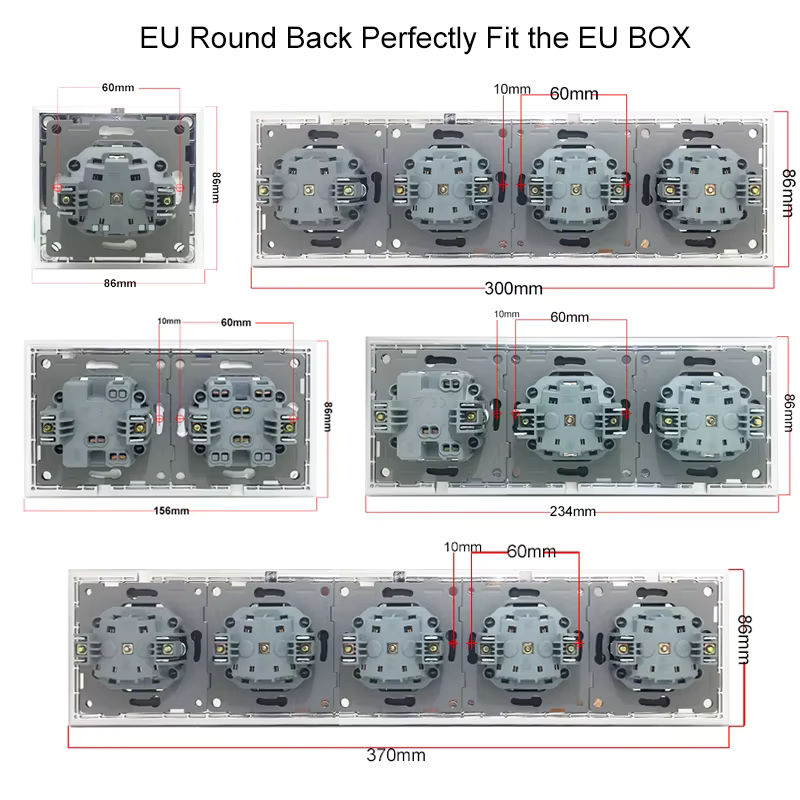 Weiße Euro-Doppelsteckdose mit USB-Anschluss und Glas-PC-Panel, geerdet, 16 A, B/H: 15,6 x 8,6 cm - Bild 3