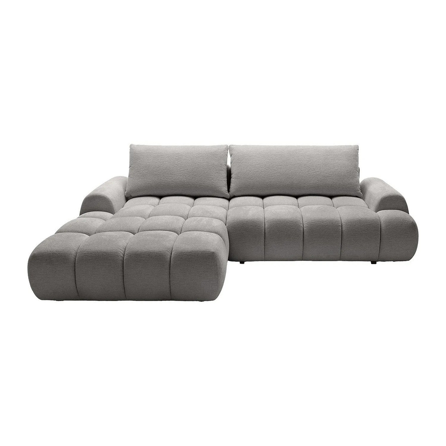 Vente-unique Schlafsofa Farneta in Grau mit L-Form und gestepptem Effekt, Breite: 280 cm - Bild 2
