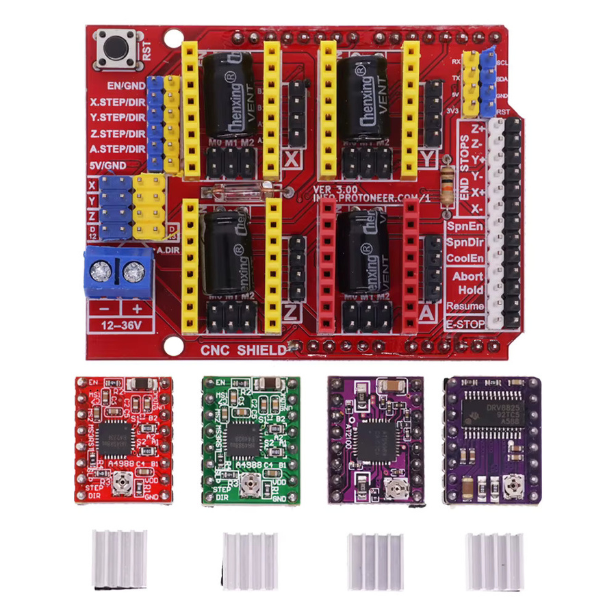 Roarkit CNC Schild V3 V4 Gravurmaschine und 3D-Drucker DIY Kit mit A4988, DRV8825 und AT2100 Treiber Expansion Board für Arduino in Grün - Bild 2