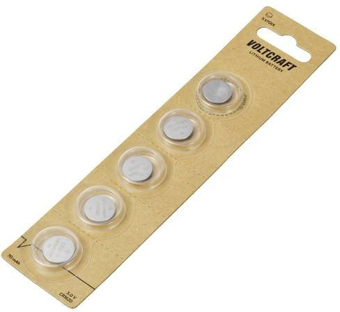 Voltcraft Knopfzelle CR1620 3V 70 mAh Lithium Silber 5er Pack - Bild 1