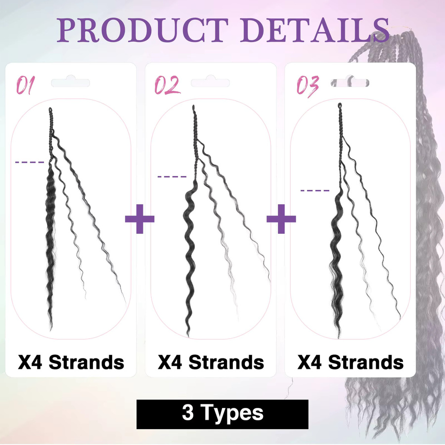DinDong Box Braids Häkelhaar, 24 Zoll, Damen, Synthetisch - Bild 5