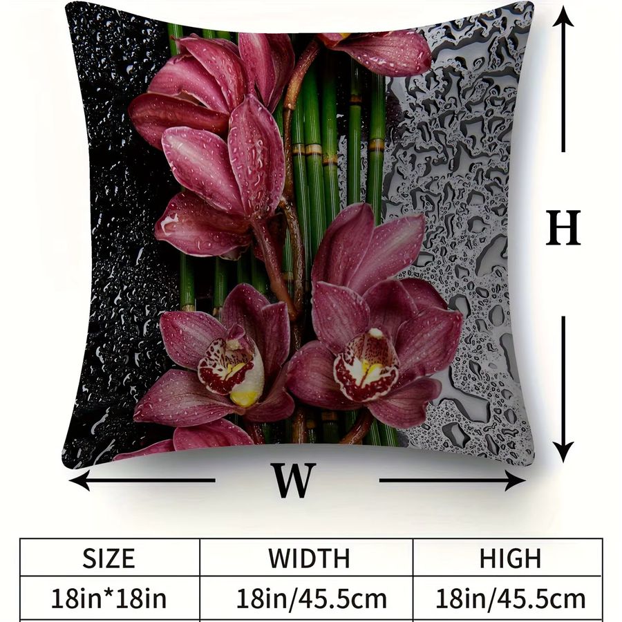 Dekorativer Kissenbezug mit Blumenmuster von VIKAMA in Aesthetic-Design (nur Bezug) - Bild 1