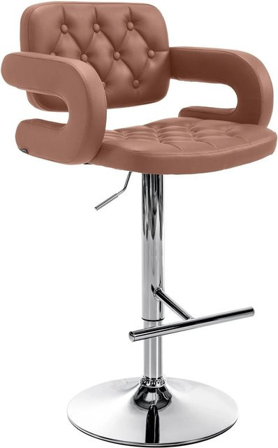DELUKE Barhocker BURID in Cognac mit Kunstleder, höhenverstellbar, drehbar und mit Lehne, Farbe: Cognac, B/T/H: 62 x 55 x 103 cm - Bild 1
