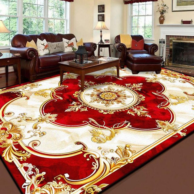 JGJG Retro Teppich in Rot mit geometrischem Design, weich und rutschfest für Wohnzimmer und Schlafzimmer, B: 200 cm, T: 230 cm - Bild 1
