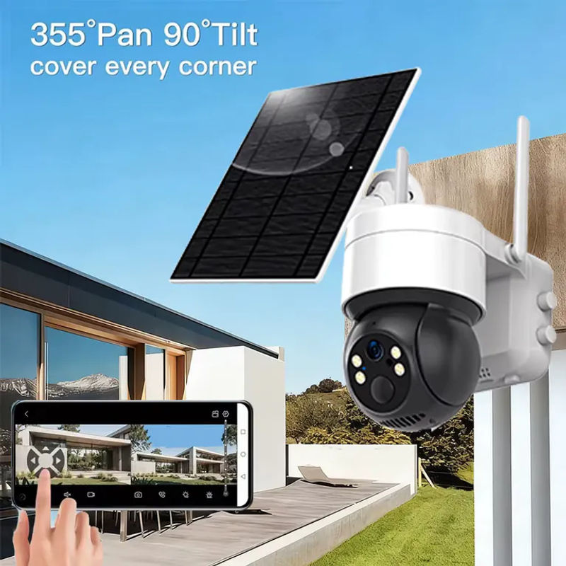 Tuya Solar Außenkamera WLAN PTZ IP-Kamera mit 5MP Auflösung, integriertem Akku und Solarpanel in Weiß - Bild 3